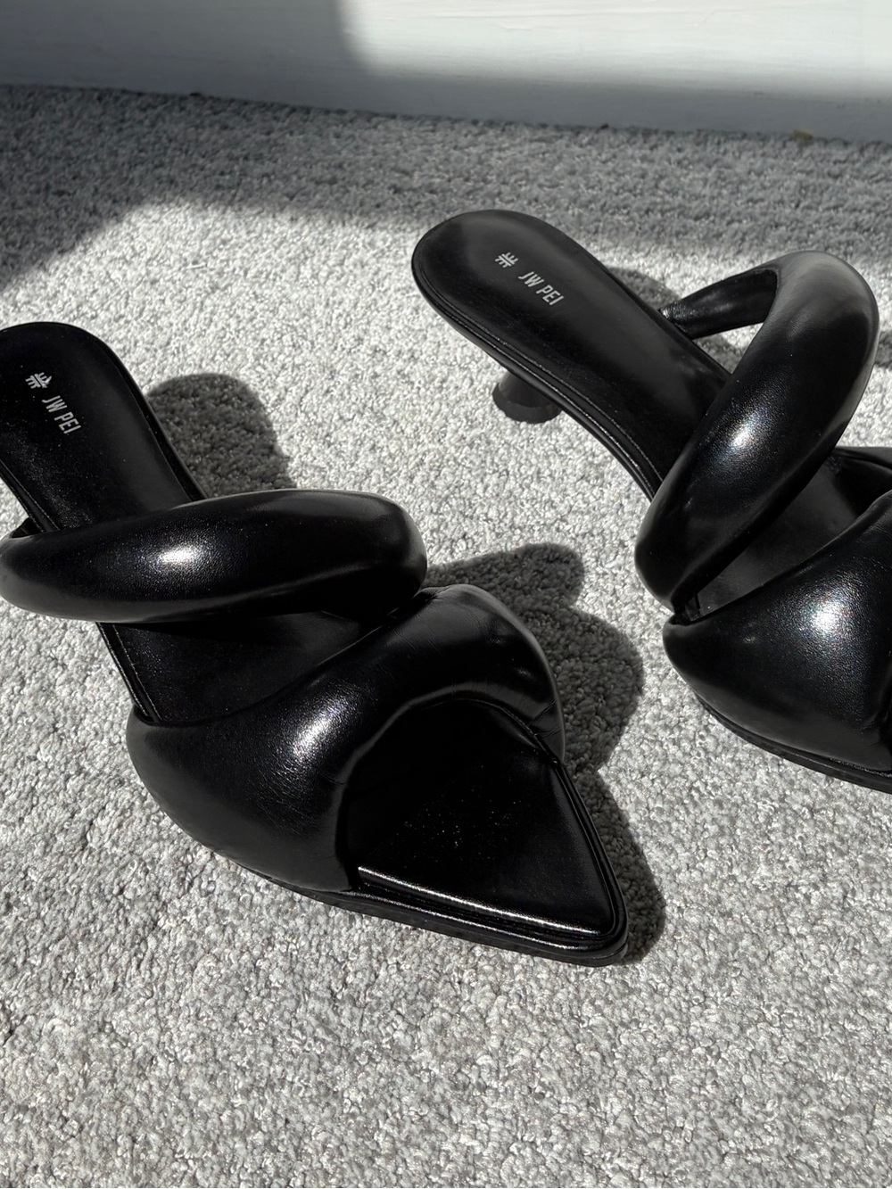 JW PEI Sara Heeled Mules - Black - Size 11 / 42